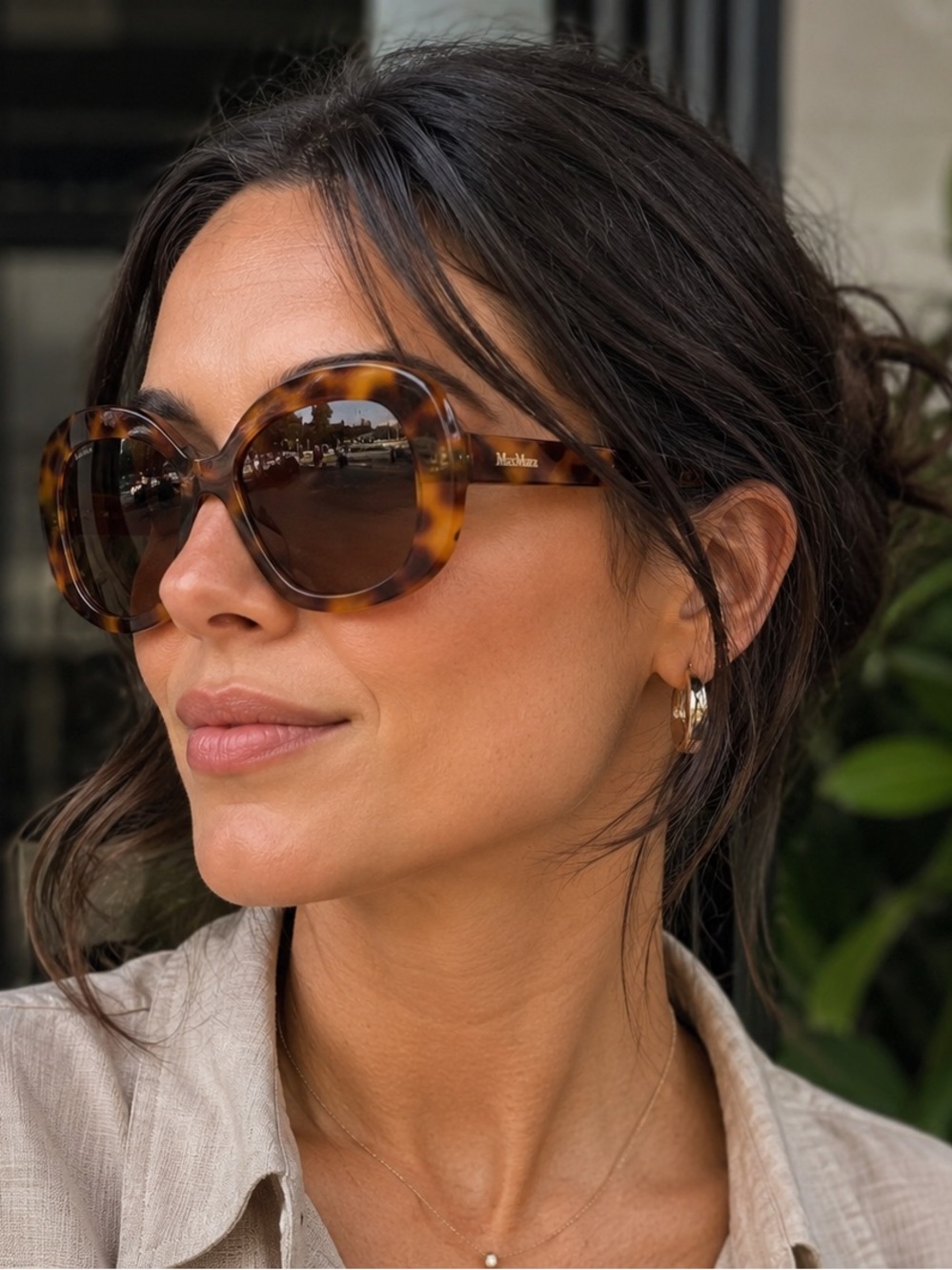 Max Mara Edna MM0087 Oversized Tortoiseshell Sunglasses Brown Acetate Italy NWT - Picture 2 of 6
